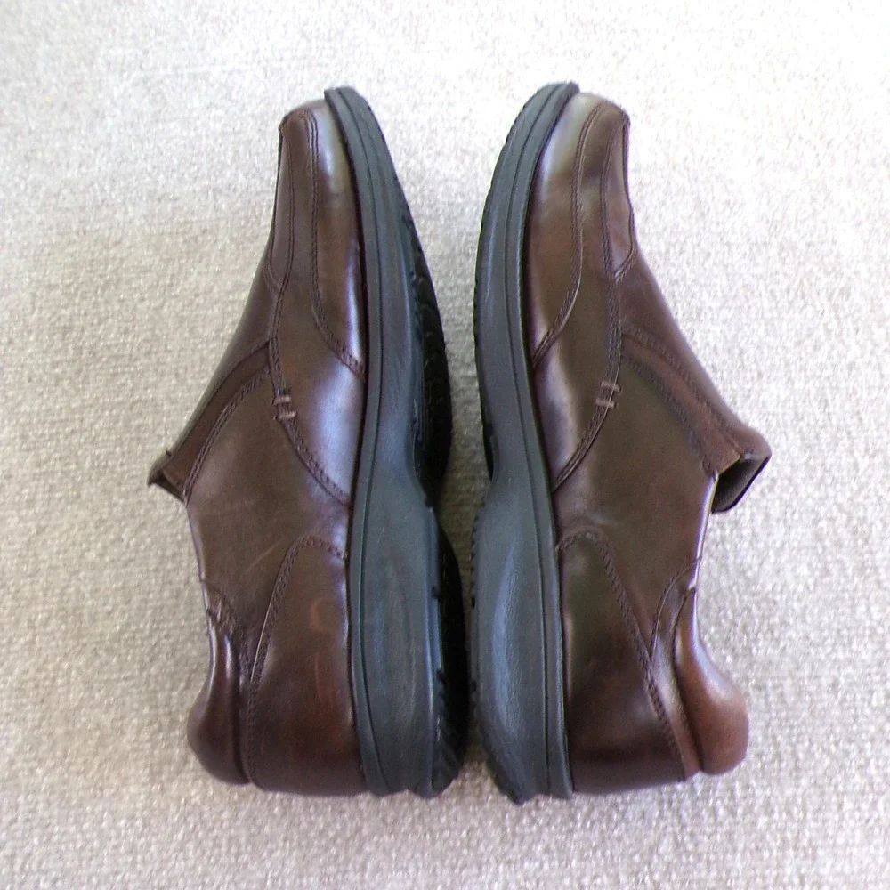 George Foreman Footworks SMARTsystem Mens Brown Leather Slip On Loafers 11 Wide